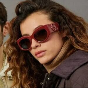 NEW Gucci GG1544S-002 Red Sunglasses 53mm 100% Authentic Burgundy Brown Unisex